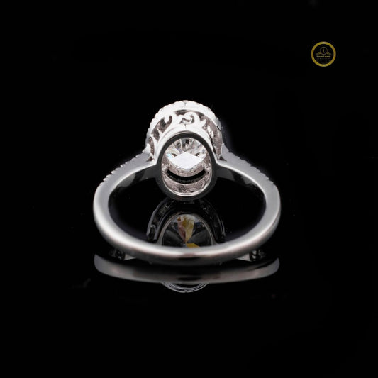 Oval Cut Hidden Halo Moissanite Ring - view 4