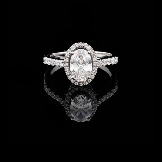 3.00 CT Glamorous Oval Cut Moissanite Diamond Luxury Engagement Ring in Sterling Silver