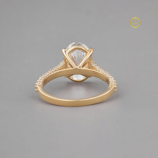 Oval Lab Diamond Wedding Ring With Full Pave Band - view 3