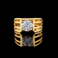 3.00 TCW Majestic Men’s Solitaire Ring with Round Brilliant Cut Moissanite Diamond Inspired Center Stone