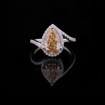 4.00 CT Luxurious Fancy Vivid Yellow Pear Cut Moissanite Diamond Ring in Silver By Ivevar