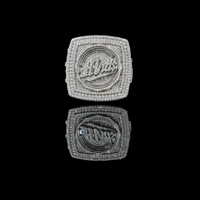 4.10 TCW Luxury Moissanite Diamond Encrusted Monogram Emblem Ring with Raised Signature Crest Design