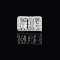 4.08 TCW Exclusive MOE Initials Lab Diamond-Studded Rectangular Statement Ring with Pavé Halo Detailing
