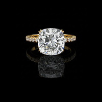 5.50 CT Luxury Cushion Cut Moissanite Diamond With Pave Band Luxury Bridal Ring by Ivevar Luxury