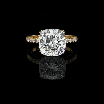 5.23 CT Luxury Cushion Cut Moissanite Diamond With Pave Band Luxury Bridal Ring by Ivevar Luxury