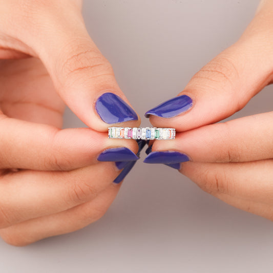 Emerald Cut Natural Sapphire Diamond Ring By Ivevar Luxury Collection