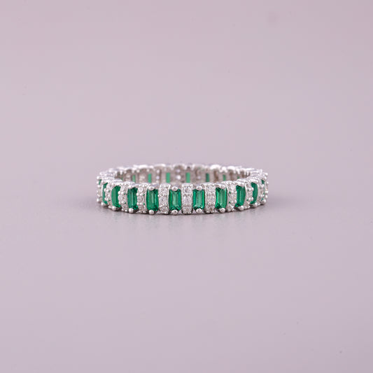 Green & White Natural Sapphire Diamond Ring By Luxury by Ivevar