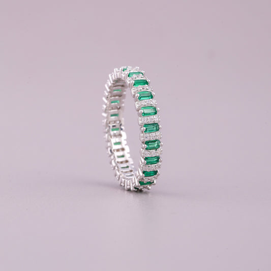 Green & White Natural Sapphire Diamond Ring - view 4