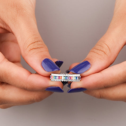 Luxury Natural Sapphire Diamond Eternity Ring by Ivevar Timeless Bridal Jewelry