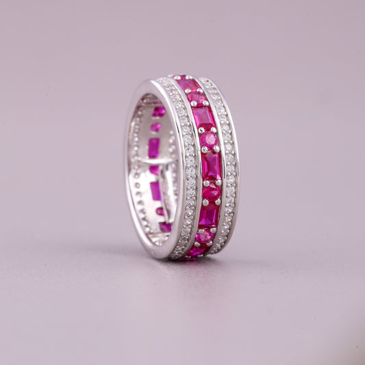 Natural Sapphire Diamond Split Shank Ring - view 4
