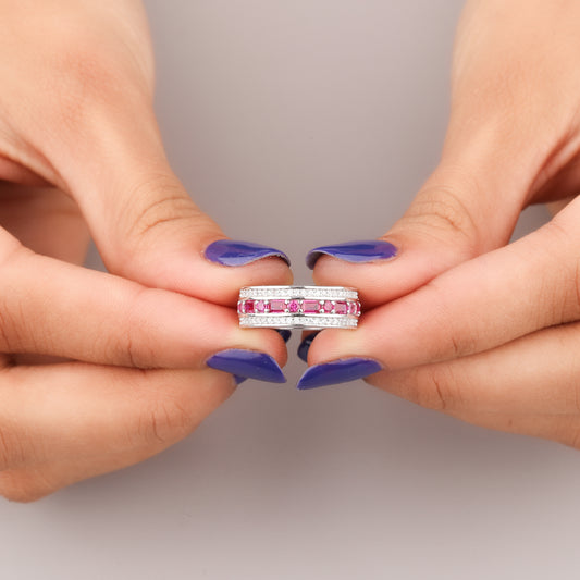 Luxury Natural Sapphire Diamond Split Shank Ring by Ivevar Elegant & Unique Design