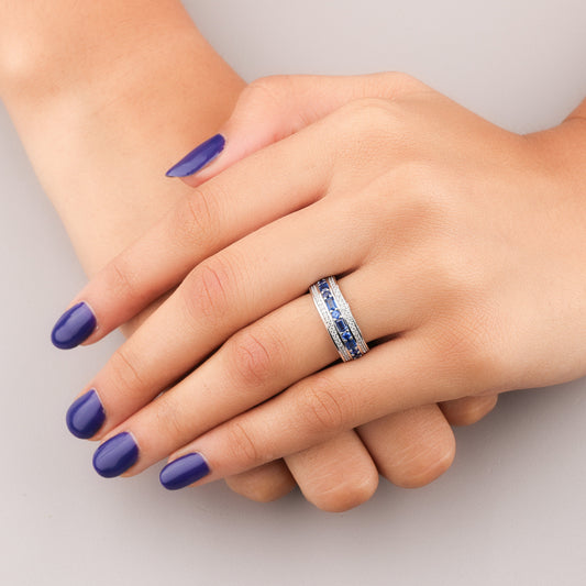 Natural Sapphire Diamond Halo Ring Luxury - view 3