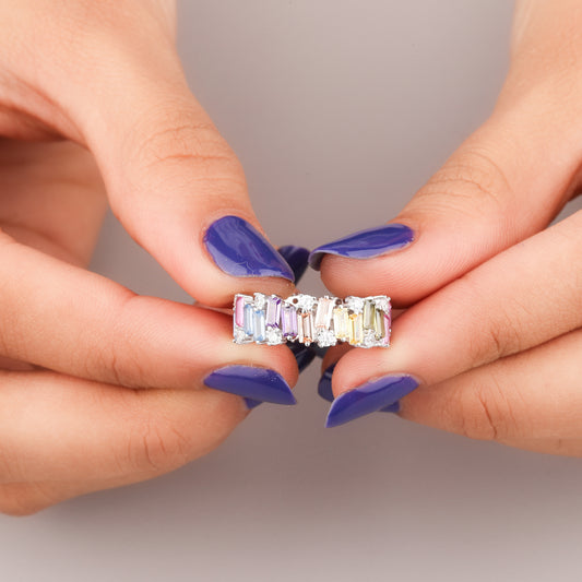 Natural Sapphire Diamond Pavé Ring Luxury by Ivevar