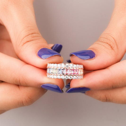 Natural Sapphire & Diamond Solitaire Infinity Wedding Ring By Ivevar