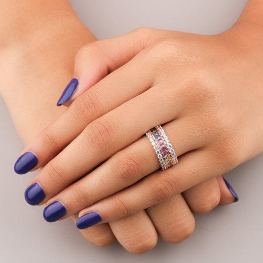 Natural Sapphire & Diamond Solitaire Infinity Wedding Ring - view 3