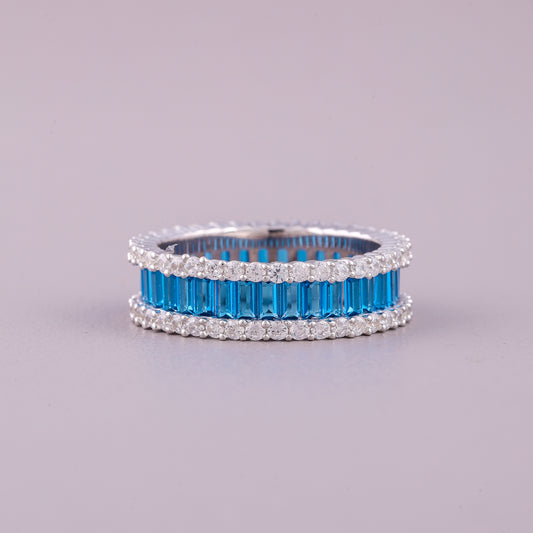 Natural Sapphire Emerald Cut Solitaire Band By Ivevar Fine Jewelry