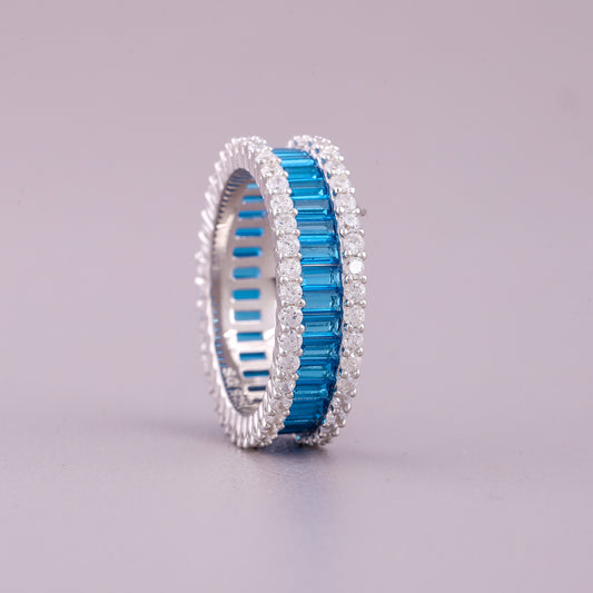 Emerald Cut Natural Sapphire Solitaire Band - view 4