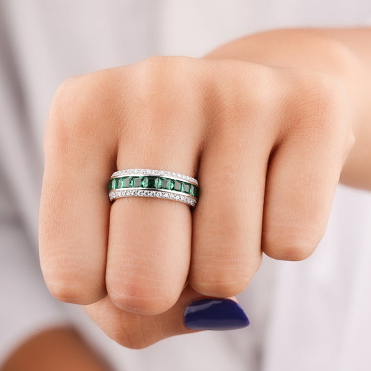 Natural Sapphire Engagement-Wedding Infinity Diamond Band - view 3