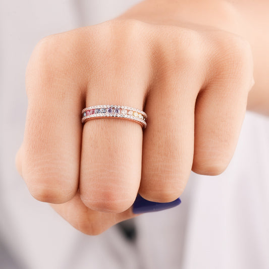 Round Cut Natural Sapphire Diamond Ring Luxury - view 3