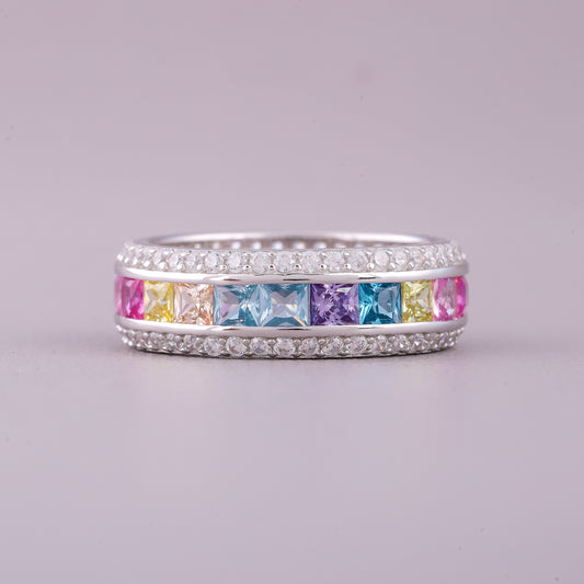 Royal-Inspired Princess Natural Sapphire Ring Diamond  Band By Ivevar