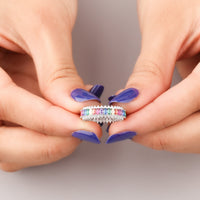 Sapphire Cluster Ring  Diamond Halo Band By Ivevar Stackables