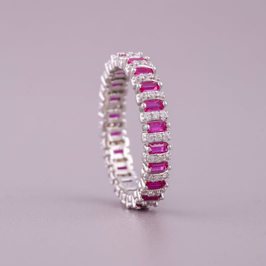 Sapphire & Diamond Wedding Band Solitaire Statement Ring - view 4