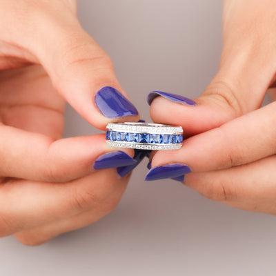 Oval Natural Sapphire Ring with Diamond Accents