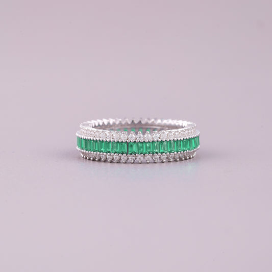 Vibrant Green Natural Sapphire Cluster Ring Diamond Pave Band By Ivevar