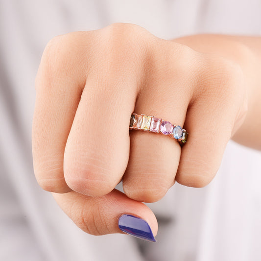 Vintage Natural Sapphire Diamond Wedding Ring Luxury - view 3