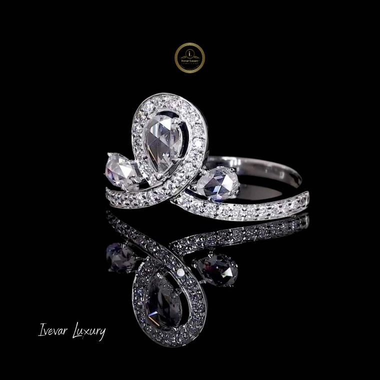 Celestial Loop Natural Rose-Cut Diamond Ring in 14K Gold - view 2