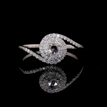 Handcrafted 14K Gold Ring with Natural Rose Cut Diamond & Double Halo By Ivevar