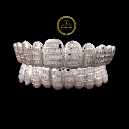 Hip Hop Grillz Jewelry - Custom Baguette Moissanite Diamond Gold/Silver Teeth