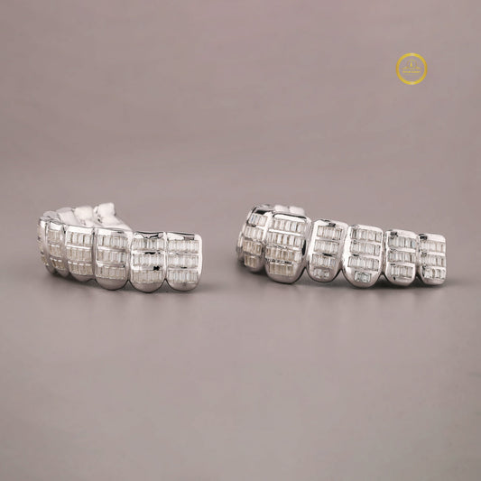 Iced Out Mouth Jewelry Teeth Caps Encrusted with Step Cut Moissanite - view 2