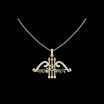 0.48 TCW Fantastic Jai Shree Shyam Round Moissanite Diamond Trishul Om Religious Pendant Fine Jewelry