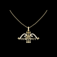 0.48 TCW Fantastic Jai Shree Shyam Round Moissanite Diamond Trishul Om Religious Pendant Fine Jewelry