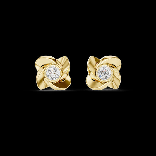 1.80 TCW Interwoven Floral Design Lab Grown Diamond Stud Earrings in Round Brilliant for Occasion Wear