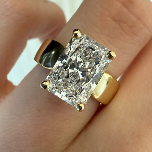 3.60 TCW Bold Radiant Cut Moissanite Diamond Solitaire Engagement Ring in High Polish