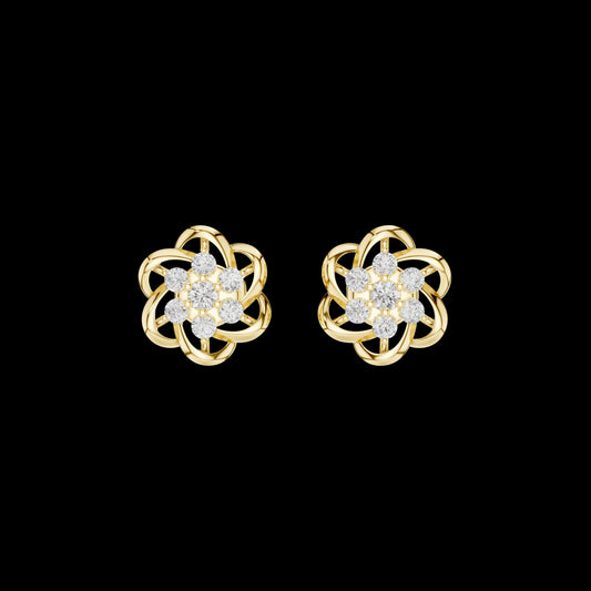 0.39 TCW Fine Jewelry Floral Knot Moissanite Round Cut Diamond Stud Earrings