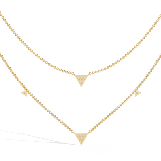Two Layered Triangle Pave Necklace - view 2