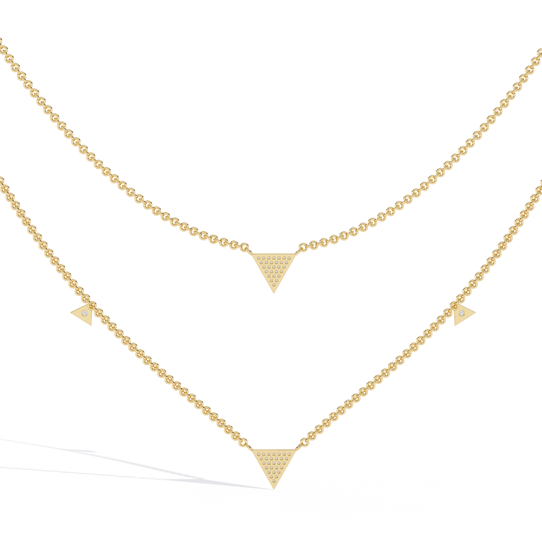 Two Layered Triangle Pave Necklace - view 2