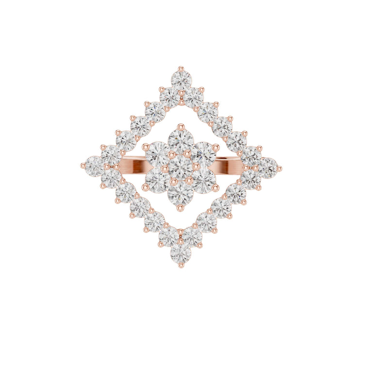 Double Halo Round Cut Lab Diamond Engagement Ring - view 2