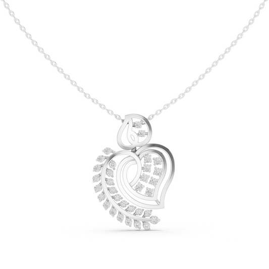 Heart Shape Leaf Inspire Pendant Necklace - view 3