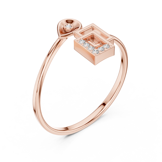 Geometric Drop Shape Ring in Brilliant Round Lab Diamond - view 3
