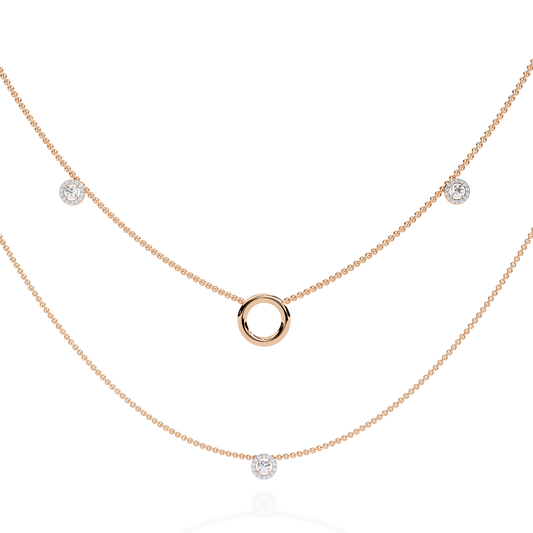 Layered Open Circle Bezel Double Necklace - view 2