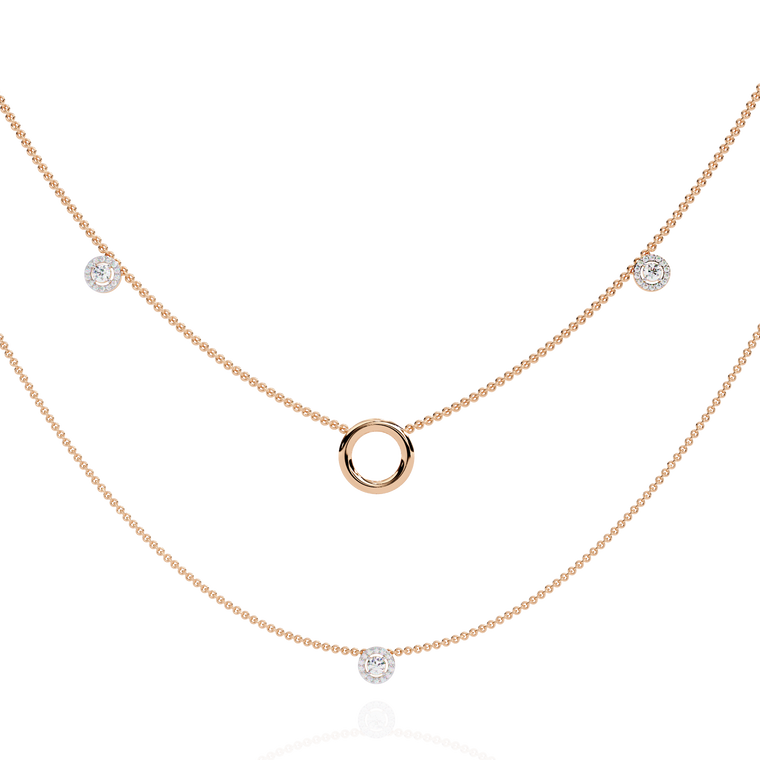 Layered Open Circle Bezel Double Necklace - view 2