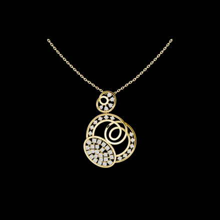 Abstract Swirl Circle Lab Grown Pendant with Pave Accents