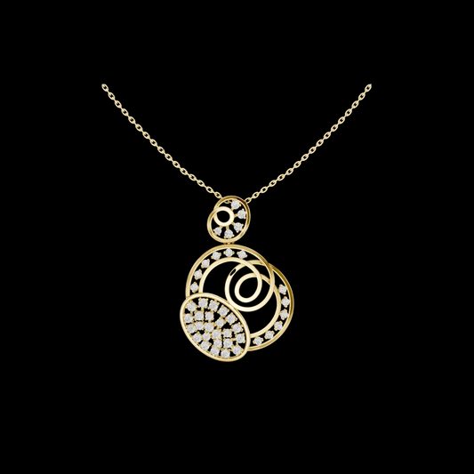 1.16 TCW Premium Layered Circle Pave Lab Grown Diamond Pendant Modern Abstract Round Design Elegant Gift for Her