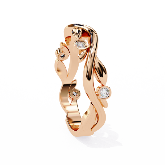 Twisted Vine Lab Diamond Bezel Set Band Ring - view 4