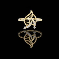 0.30 TCW Leaf Filigree Ring Accented with Sparkling Lab Grown Round Diamond Trails and Elegant