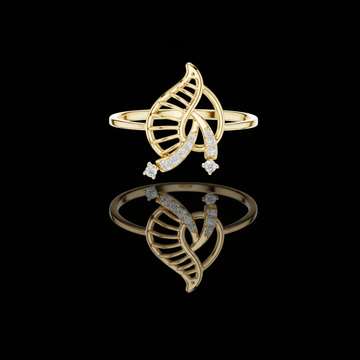 0.30 TCW Leaf Filigree Ring Accented with Sparkling Moissanite Round Diamond Trails and Elegant